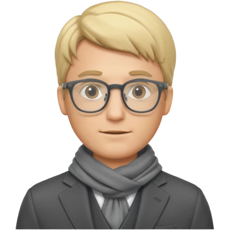 gray scarf male blond hair with suit glasses emoji