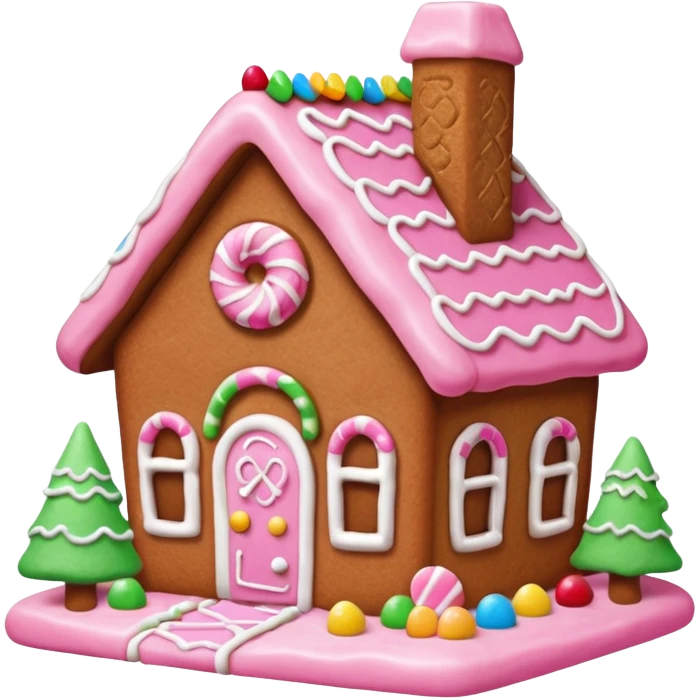Gingerbread house pink emoji