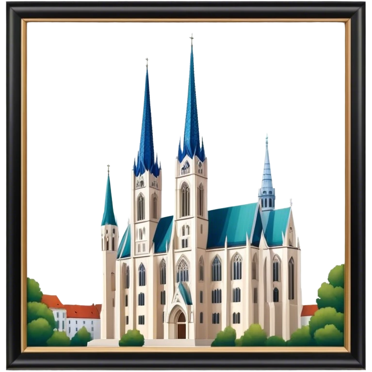 Zagreb Cathedral Landmark Emoji – Depicting its Gothic architecture and twin spires. emoji