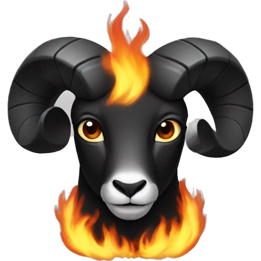 black Ram with fire horns  emoji