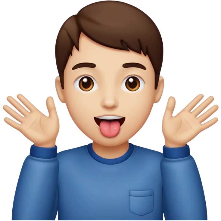 Tongue out with hands to the side  emoji