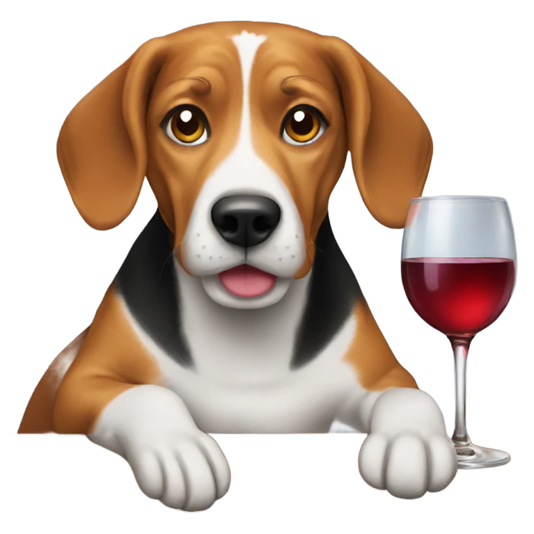 Beagle drinking wine emoji