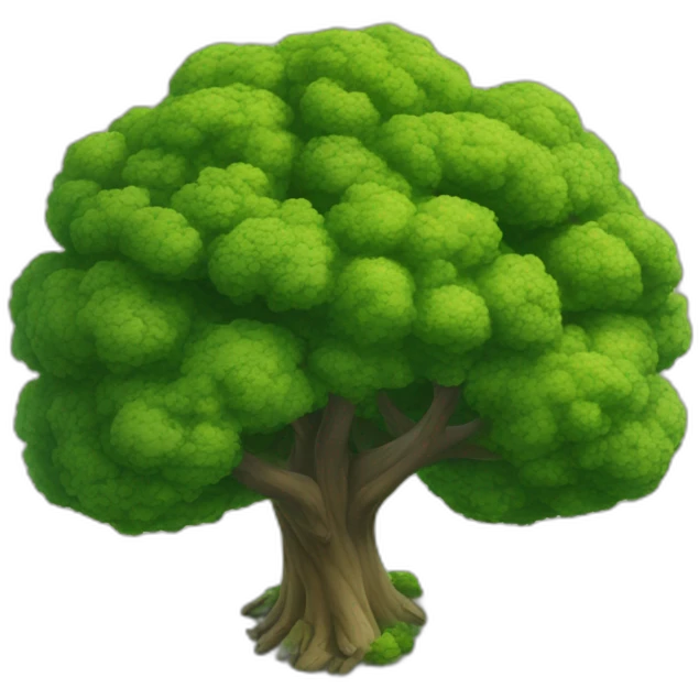 Tree as seen from the sky, looked down from the top, simplified and photorrealistic emoji