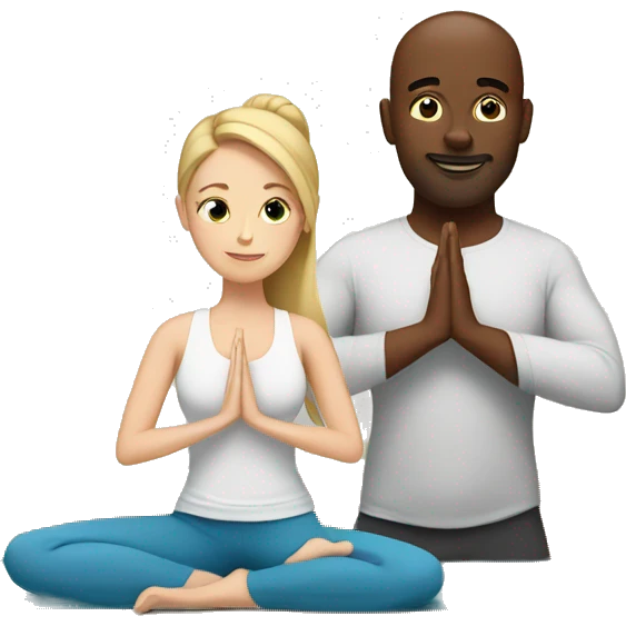 white man and white woman doing yoga emoji