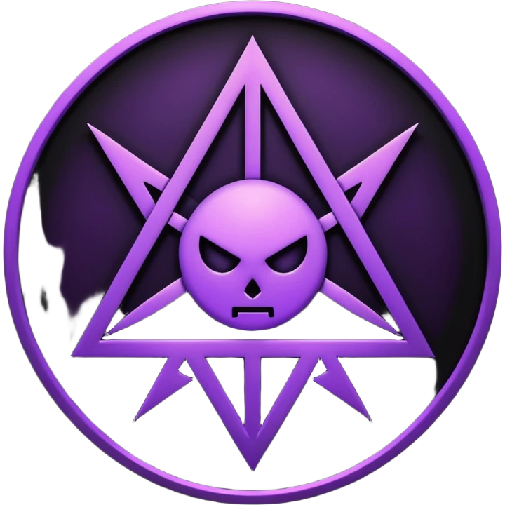 Emoji, dark futuristic occult sigil, symmetrical geometric shape, black metal with faint violet glow, gothic cyber aesthetic, minimal flat design, sharp edges, centered, transparent background emoji