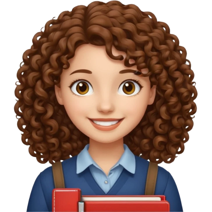 woman student , curly hair emoji