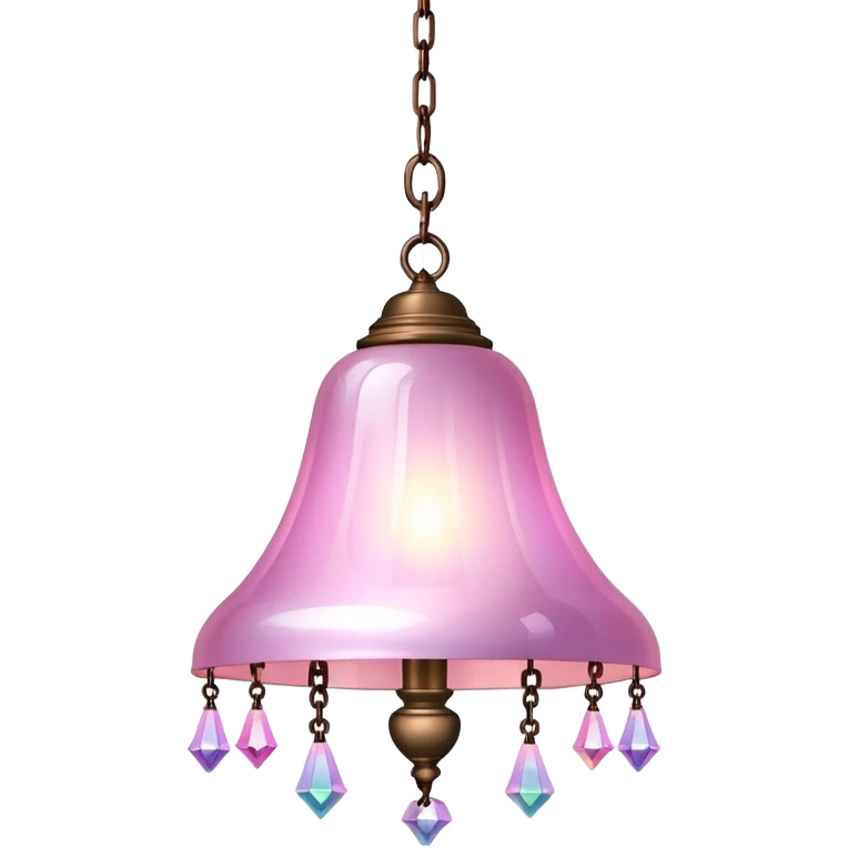 PInk iridescent Bell with chained hanging crystals LAMP emoji