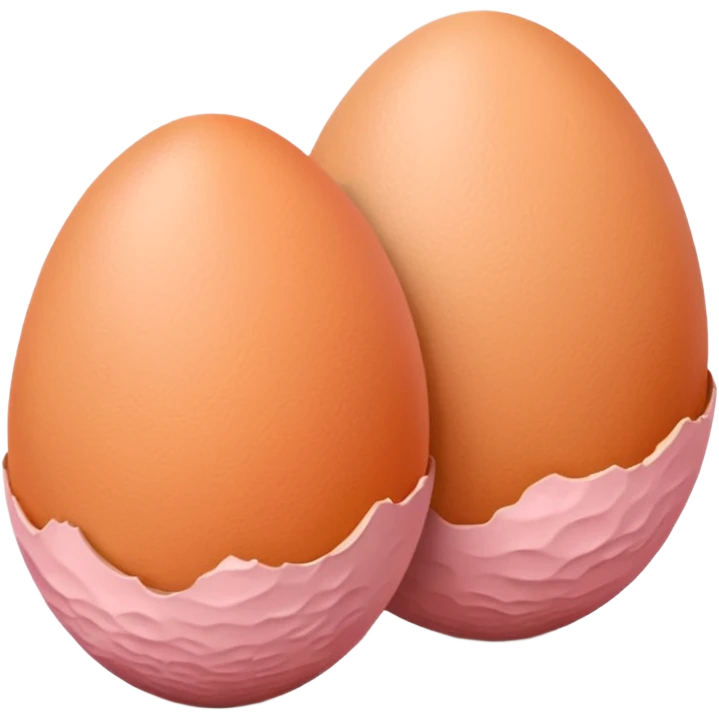 two skin tone peachy beige-pink egg shaped balls/spheres, both same size and same color, add a bumpy, loose, wrinkly skin texture with folds to both.  emoji