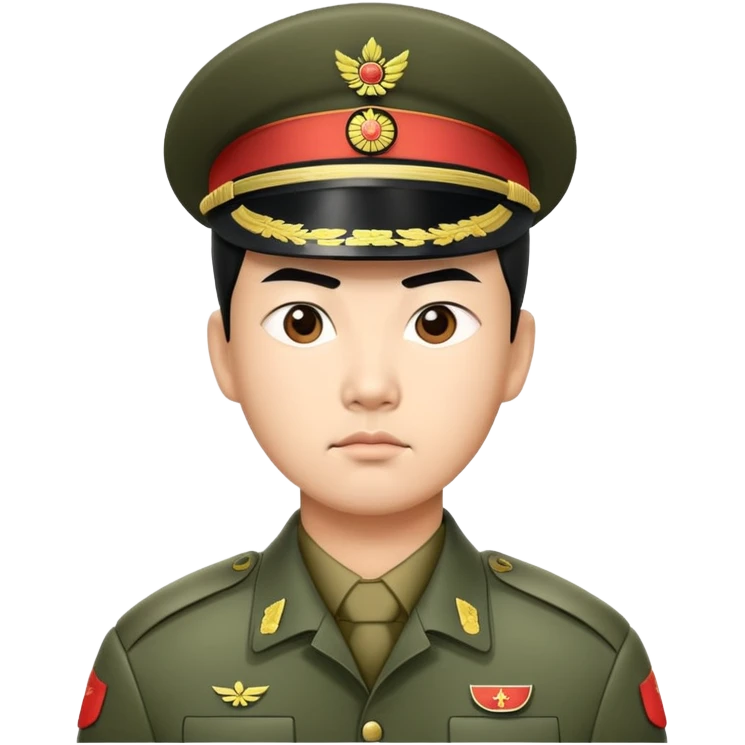 serious asian photorealistic china soldier emoji