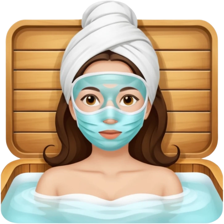 Lady with face mask spa beauty full face relaxing emoji
