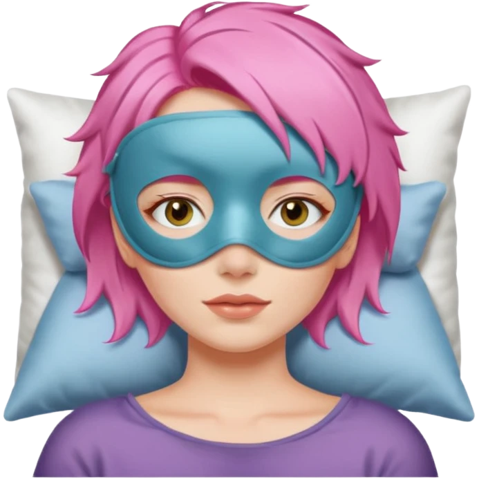 woman with a sleep eye mask and pink hair emoji