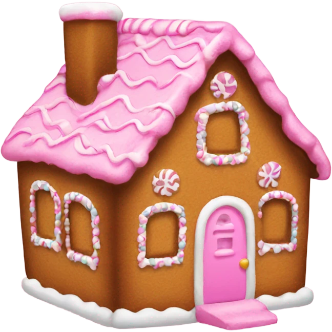 A pink gingerbread house emoji