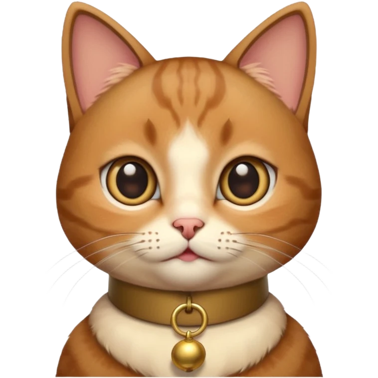 cat with bell coller brown cute big eyes emoji