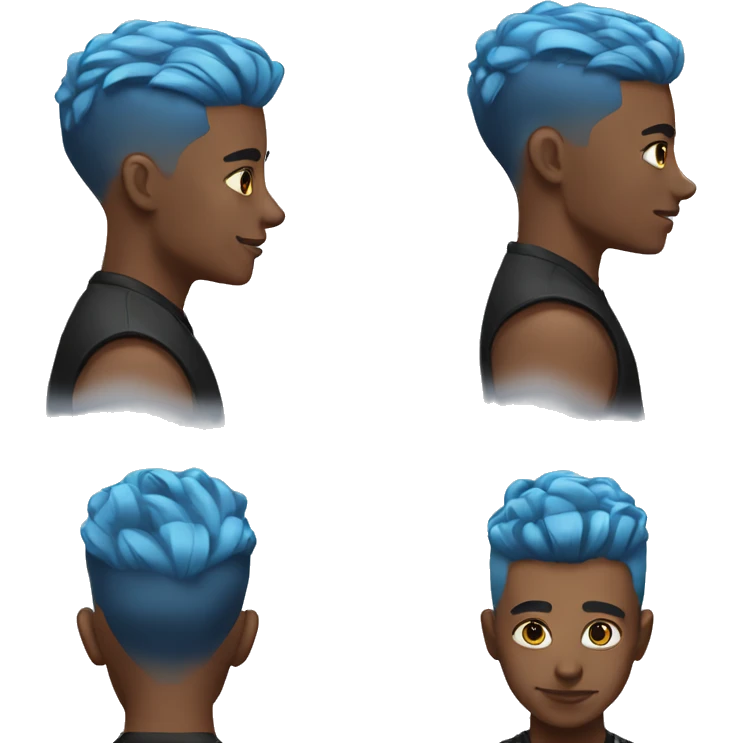 Low taper fade blue hair emoji