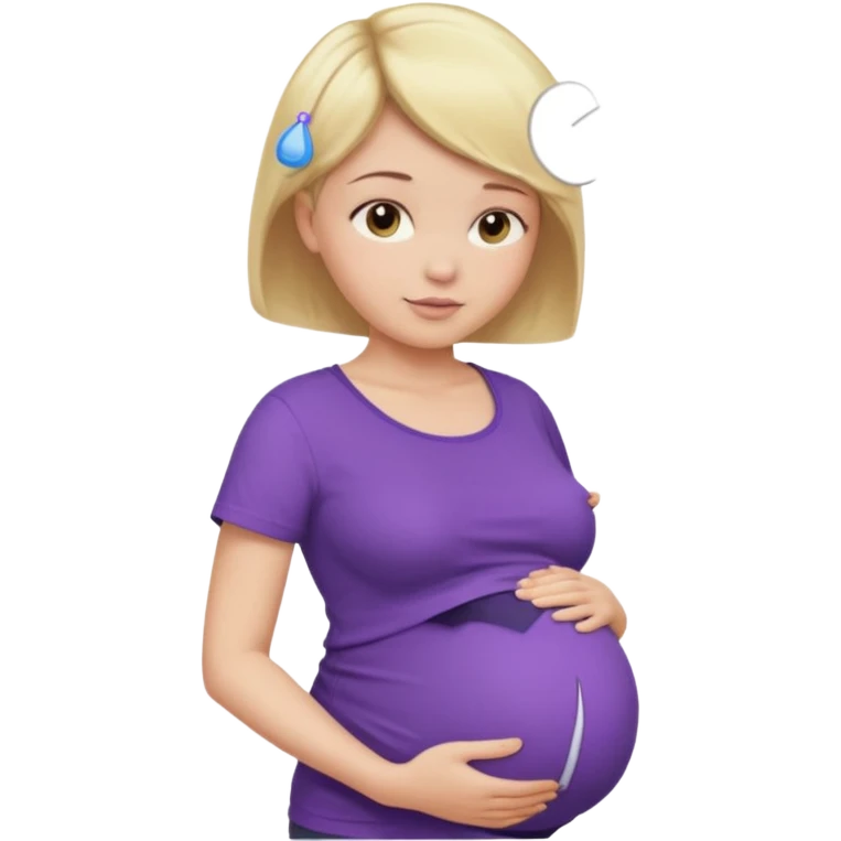 pregnant female with short hair, purple shirt, abdomen-head-neck, blond emoji