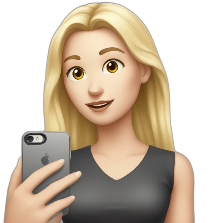 white girl making a selfie with phone emoji