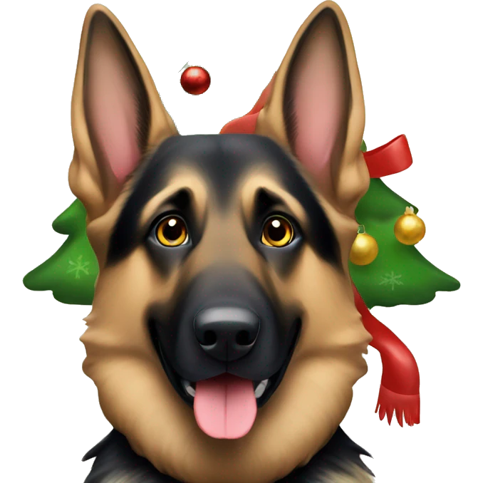 German shepherd Christmas emoji