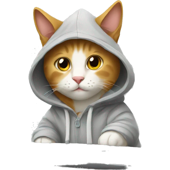 Cat in hoodie using laptop emoji