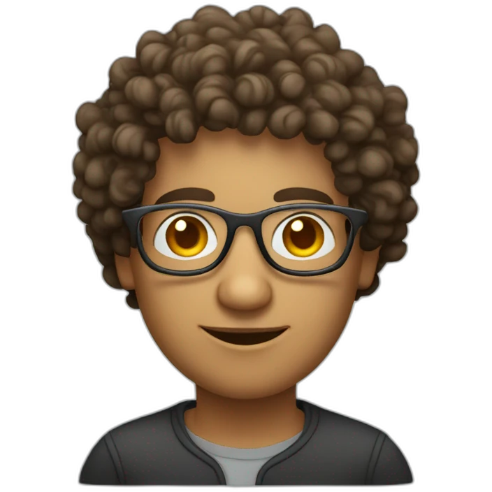 latin person with circular glasses curly hair software developer emoji