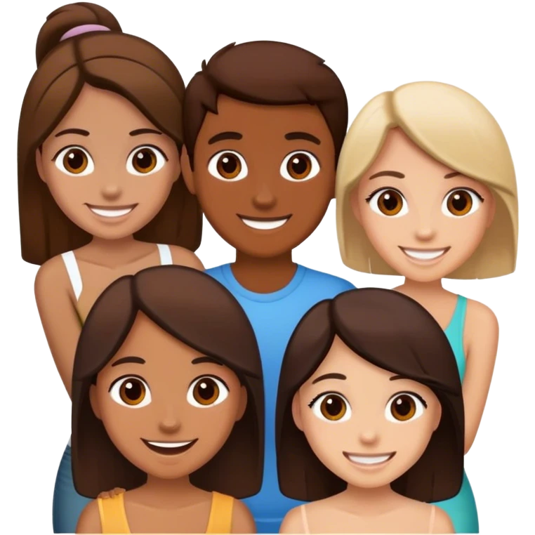 5 best friends, 1 Egyptian man, 1 indian girl 1 persian girl 1 moroccan boy 1 black boy emoji
