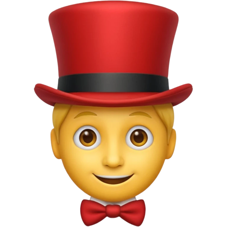 make a yellow face emoji with a red top hat emoji