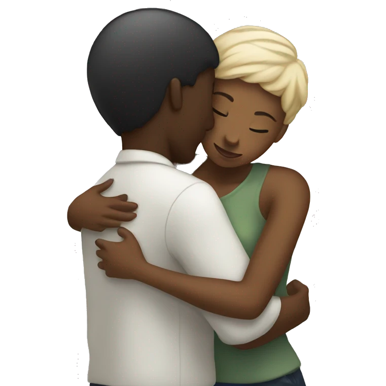 Black women hugging white man  emoji