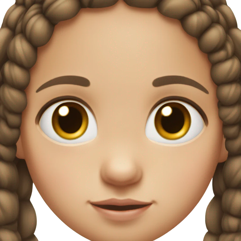 baby girl with super straight brown pigtails on top of head,  big dark brown eyes and pale white fair skin no braids emoji