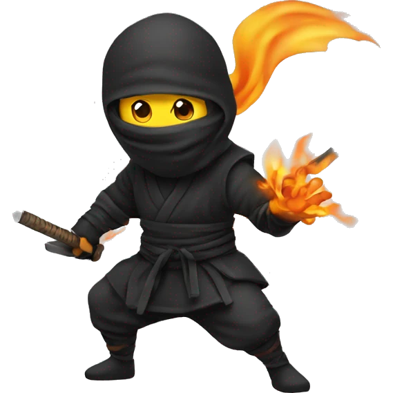 Ninja avec la main en feu emoji