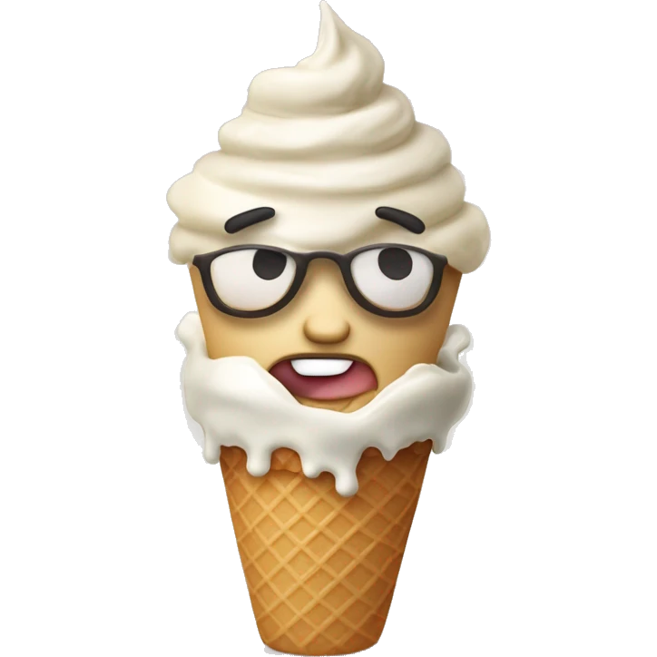 Ice cream cone with vanilla ice cream and a man’s head on top emoji