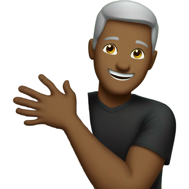 smiling man in black shirt hugging tree emoji