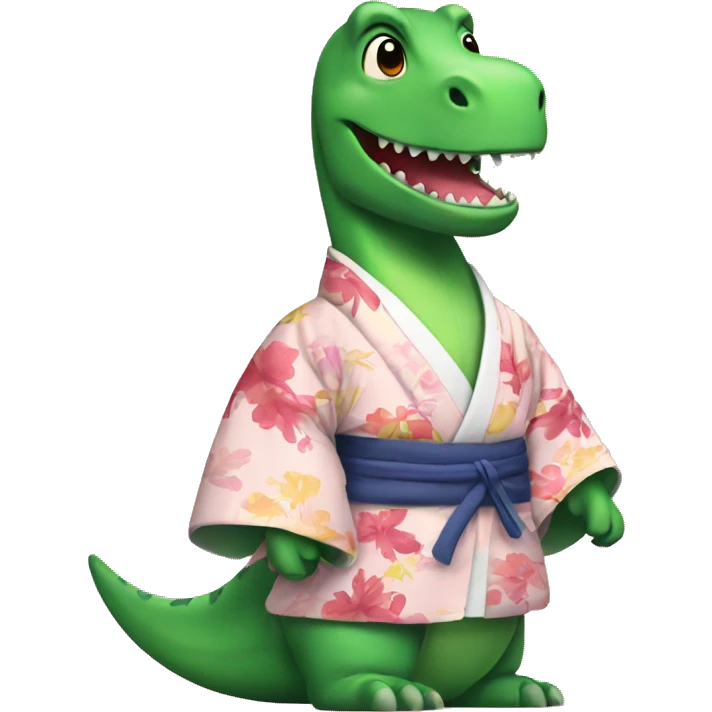 dino is wearing a kimono emoji