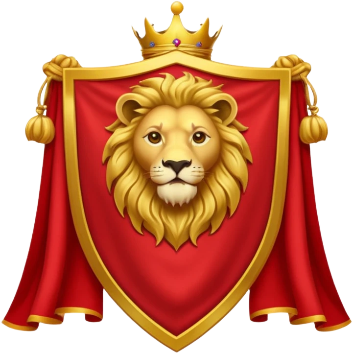 Lion Banner — red cloth + gold crest emoji