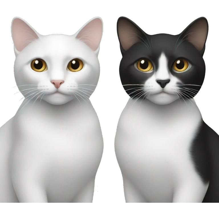 2 cats white and black: one is more white and the other is more black  emoji