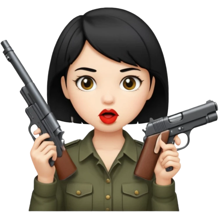 short hair girl gun in mouth emoji
