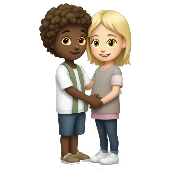 boy and girl cuddling white emoji