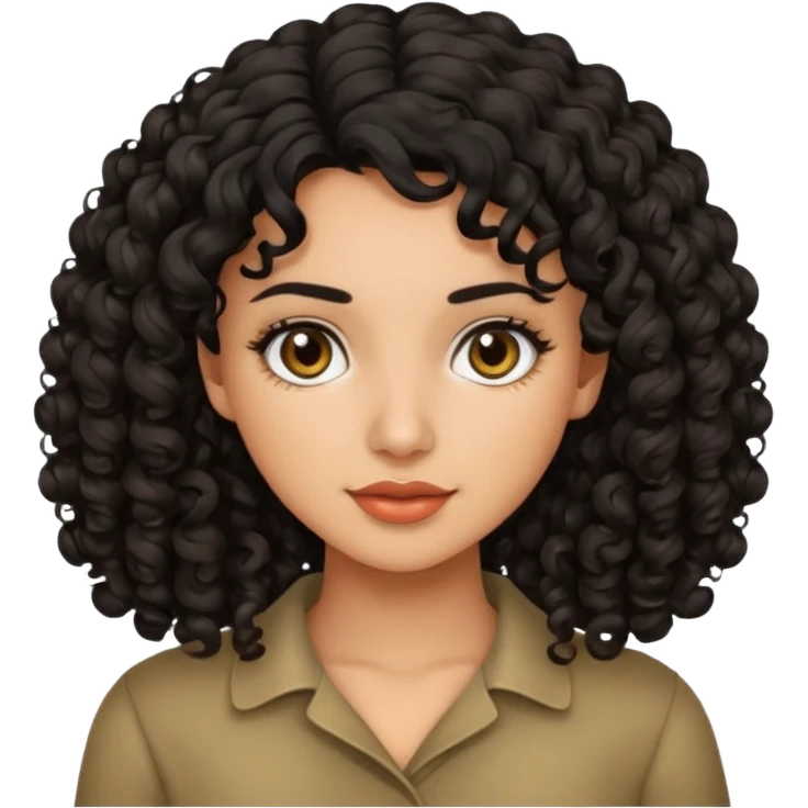 Pretty brunette Latina with curly black hair emoji