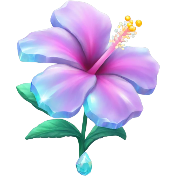 Opal crystal hibiscus flower emoji