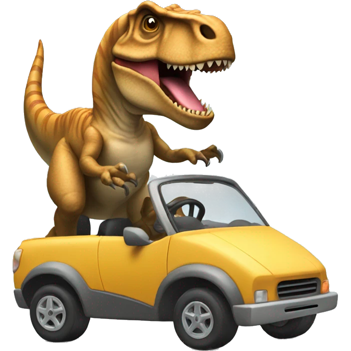 T-Rex driving a car emoji