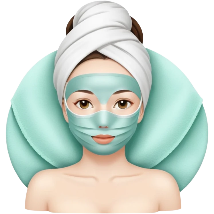 Lady with face mask spa beauty full face relaxing emoji