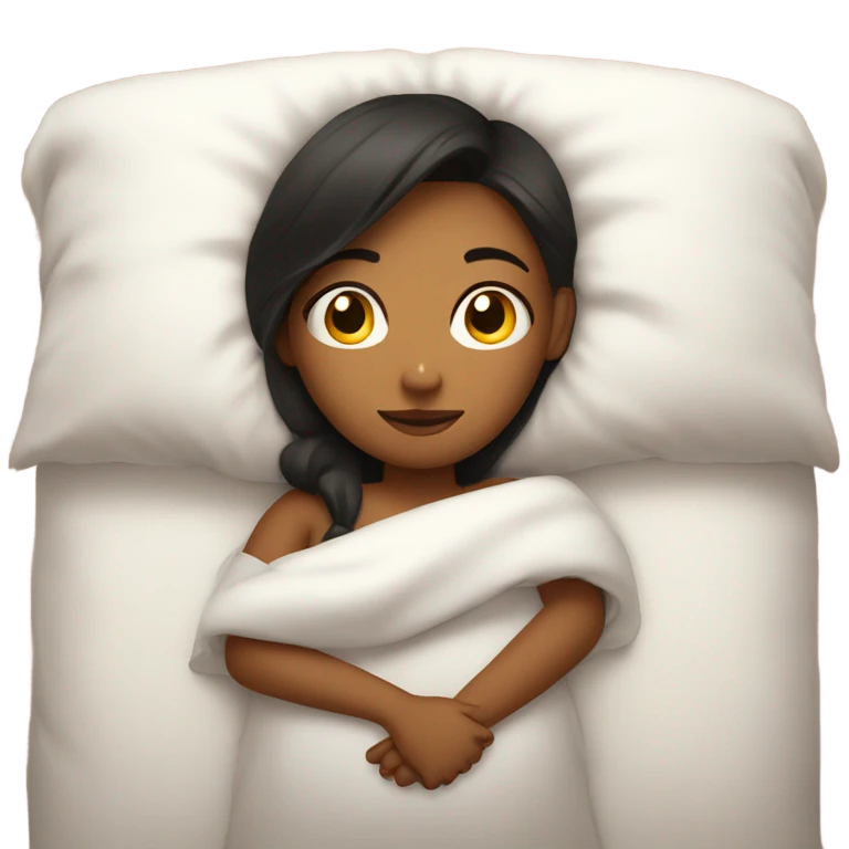 Girl cuddled in bed emoji