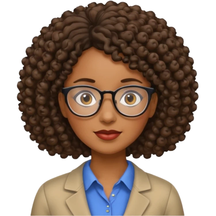 Black female teacher with curly hair emoji