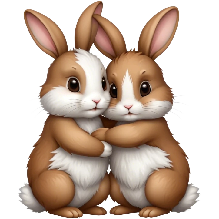 two rabbits hugging emoji