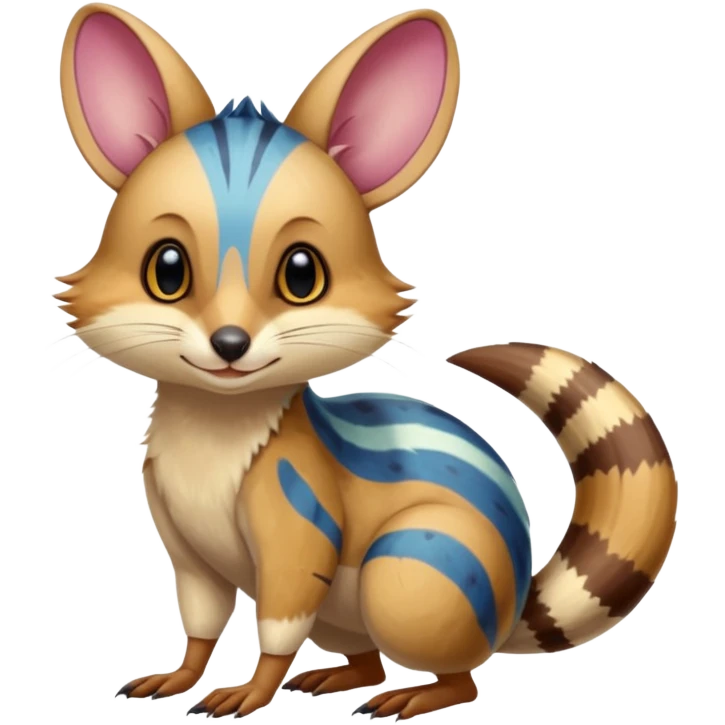 Colorful Exotic Numbat-Bilby-Quoll-Furret-Fakémon-furry-fursona-creature (full body) emoji