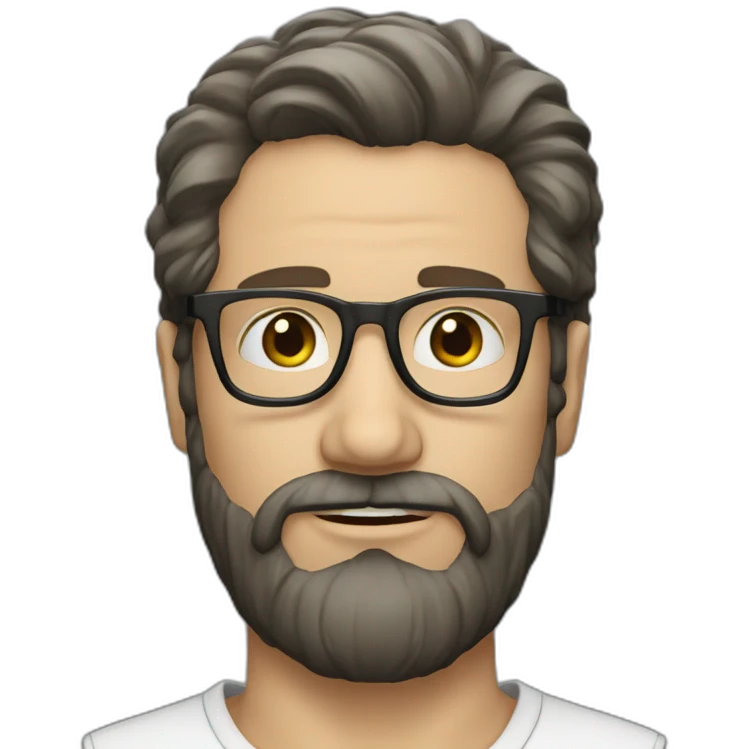 white man very dark hairs beard glasses emoji