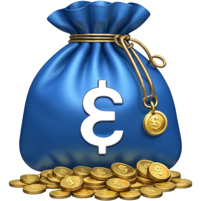 blue coins inside a money bag  emoji