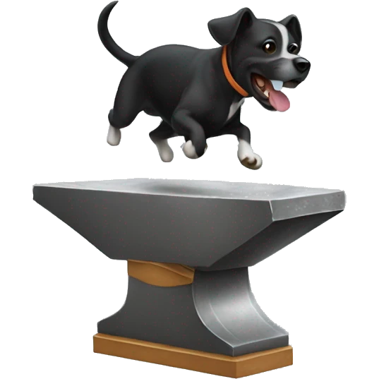 Anvil with dog jumping over emoji