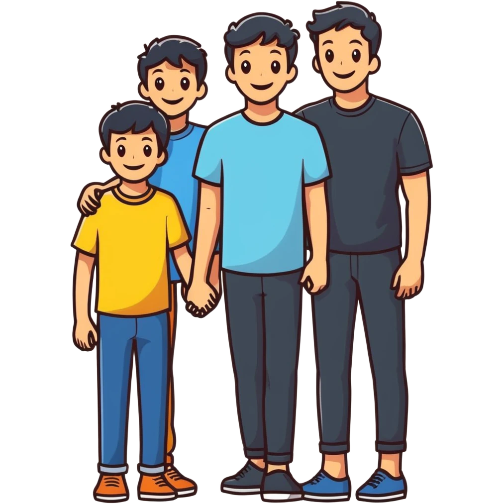 funny sticker of a heterosexual couple with two boys emoji