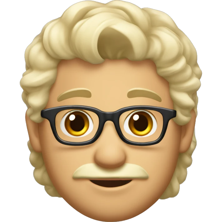 estudiante de enseñanza media, alumno hombre medianamente alto, tez blanca, de cabello corto rubio con rizos y cejas rubias, sin lentes  emoji