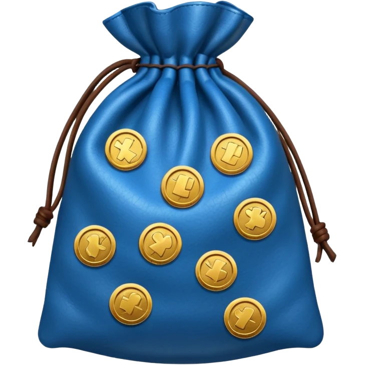 blue coins inside brown money bag emoji