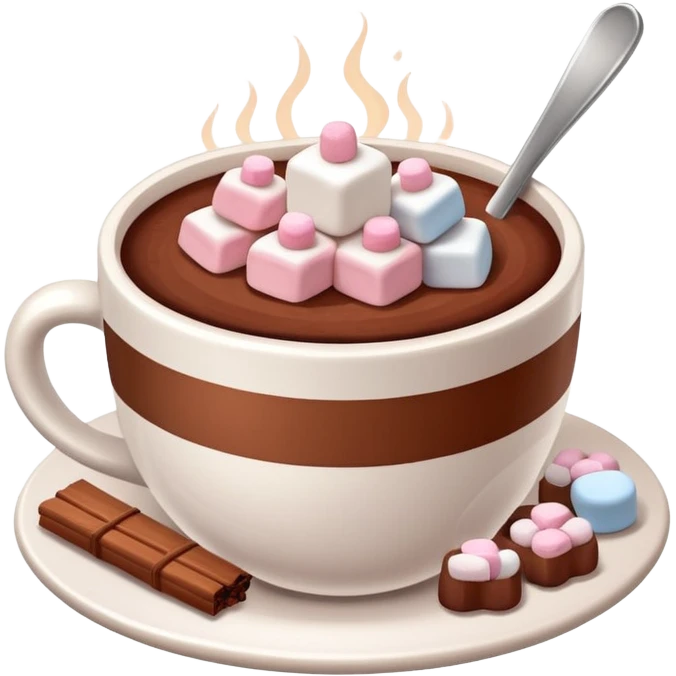 white cup with cocoa and marshmallows emoji